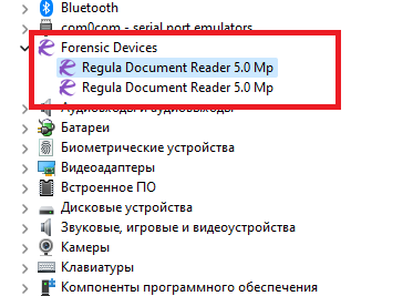 Устройство Regula в диспетчере устройств