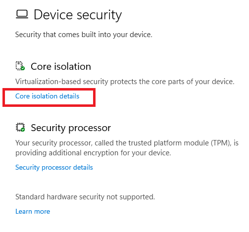 Core isolation details