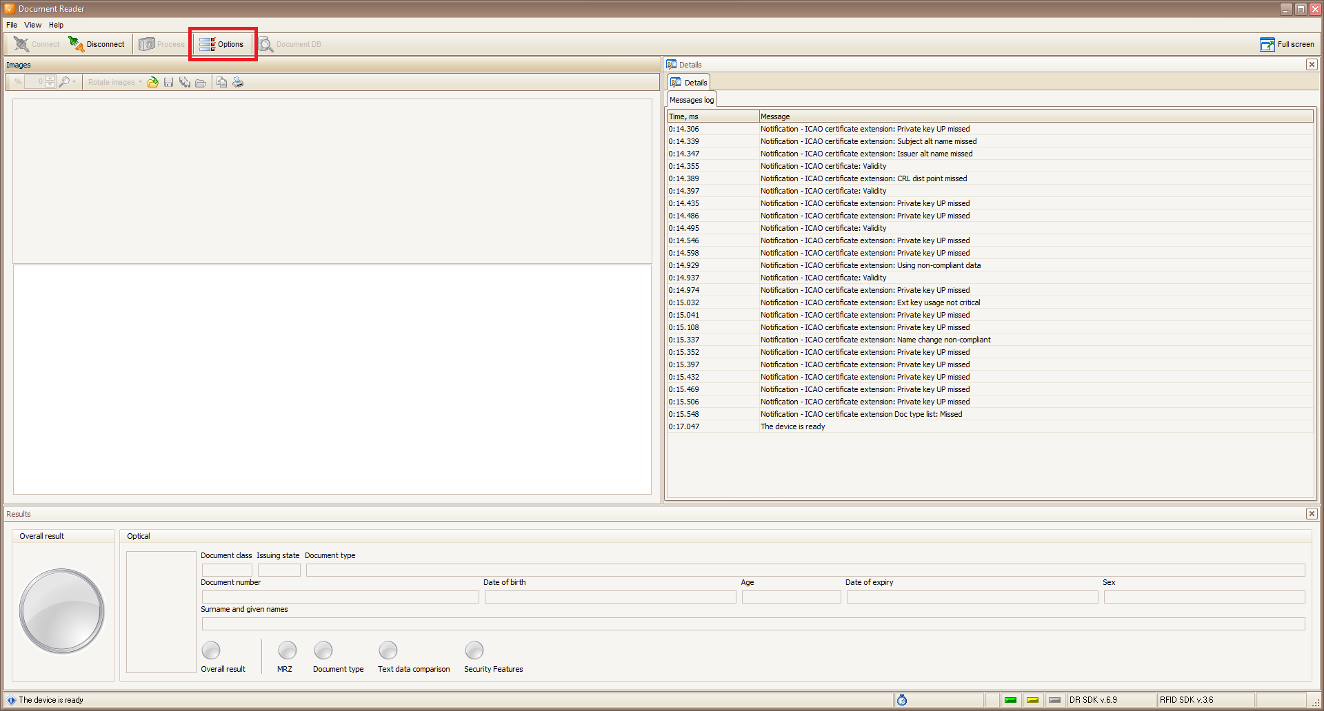 Screenshot: Options menu