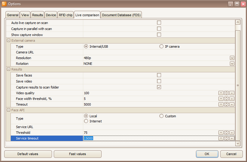 Changing the timeout for Regula&nbsp;Face&nbsp;Recognition&nbsp;Service