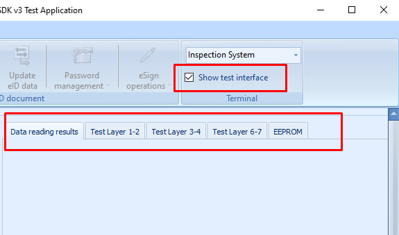 Displaying test interface